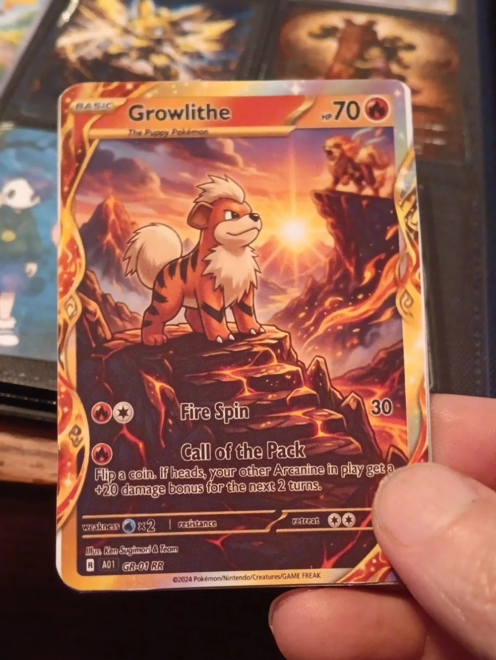 Pokémon Growlithe Trading Card - Orange Fire Artwork
